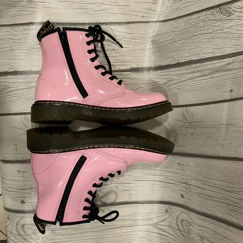Dr Martens 1460 J Pink Patent Lace Up Boots Youth US 3 EU 34 Combat Shoes